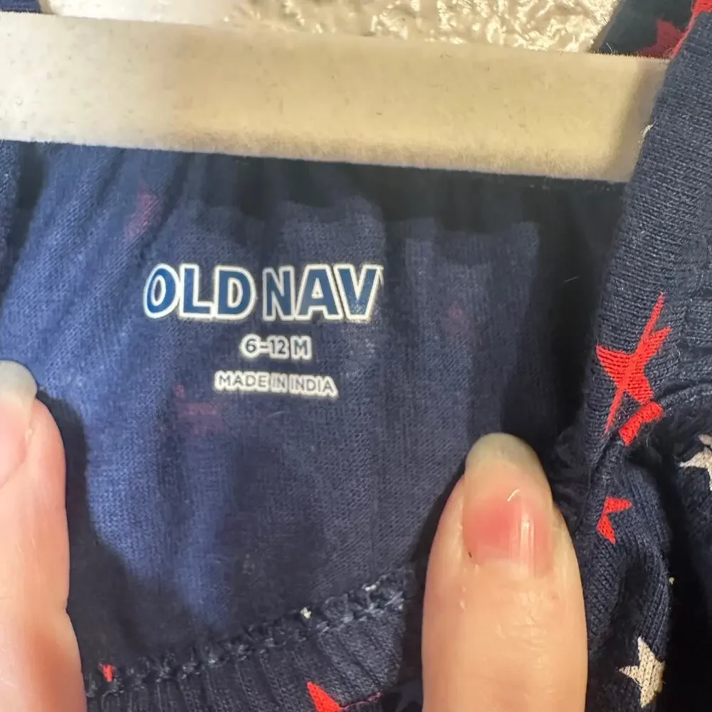 NWT Old Navy 6-12 Mo Romper Infant Blue Stars Patriotic July 4th
